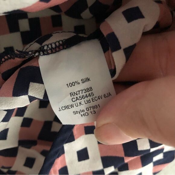 J crew 100% silk geometric print short sleeve blouse woman’s size 00 - Picture 6 of 8